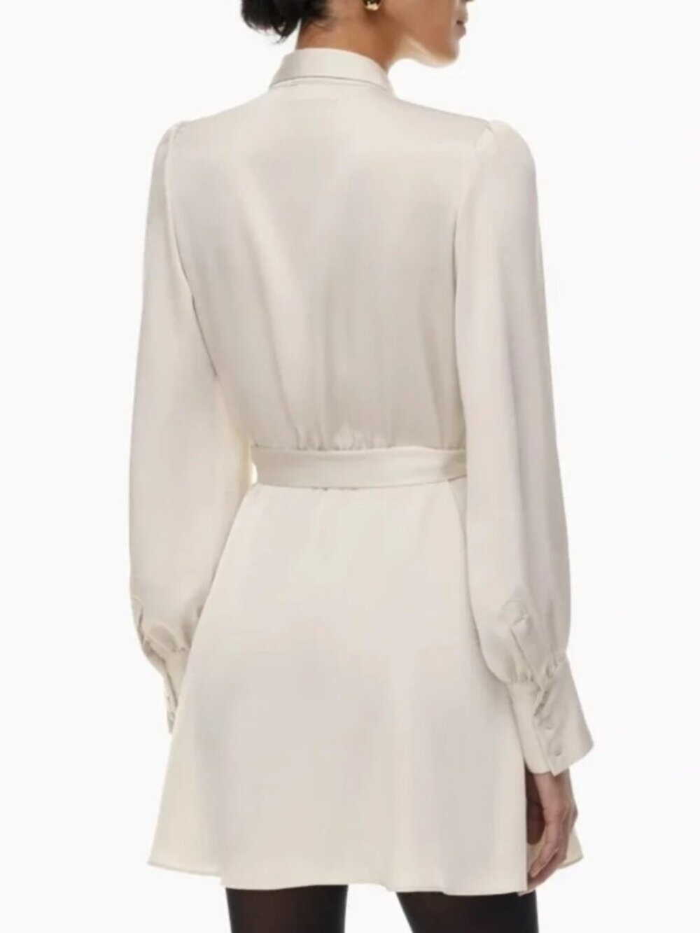 New Aritzia Babaton Hyde satin bishop long sleeve wrap style v-neck minidress - Picture 5 of 16